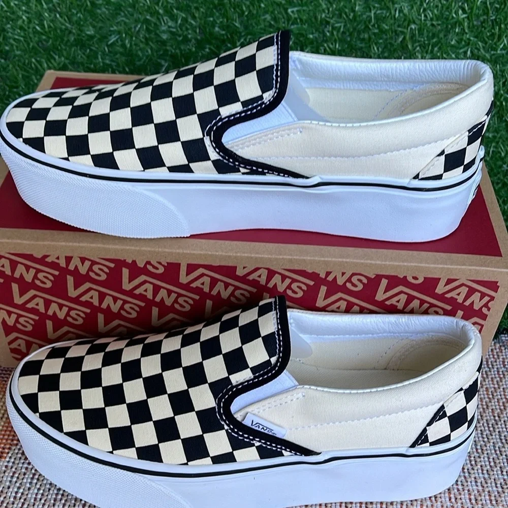 Vans WMNS Classic Slip-On Stackf Checkerboard Black/Classi VN0A7Q5RTYQ Platforms